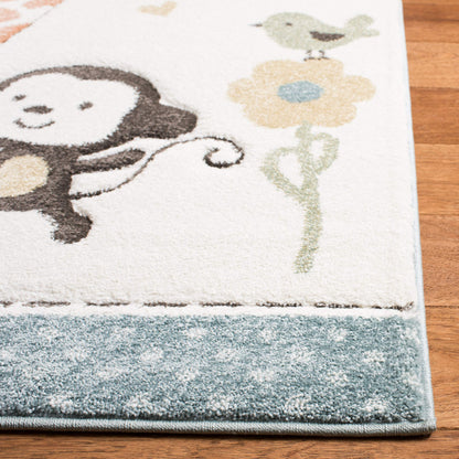 SAFAVIEH Carousel Kids Collection Accent Rug - 4' x 6', Ivory, Animal Design, Non-Shedding & Easy Care, Ideal for High Traffic Areas for Boys & Girls in Playroom, Nursery, Bedroom (CRK120A)