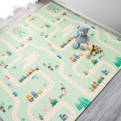 Sorbus Foldable Baby Play Mat, Kids Foam Mats for Floor with Travel Bag - Waterproof Foldable Play Mats for Babies, Infants, Toddlers, and Kids Playtime & Tummy Time 78x70x0.4 (Safari Party)