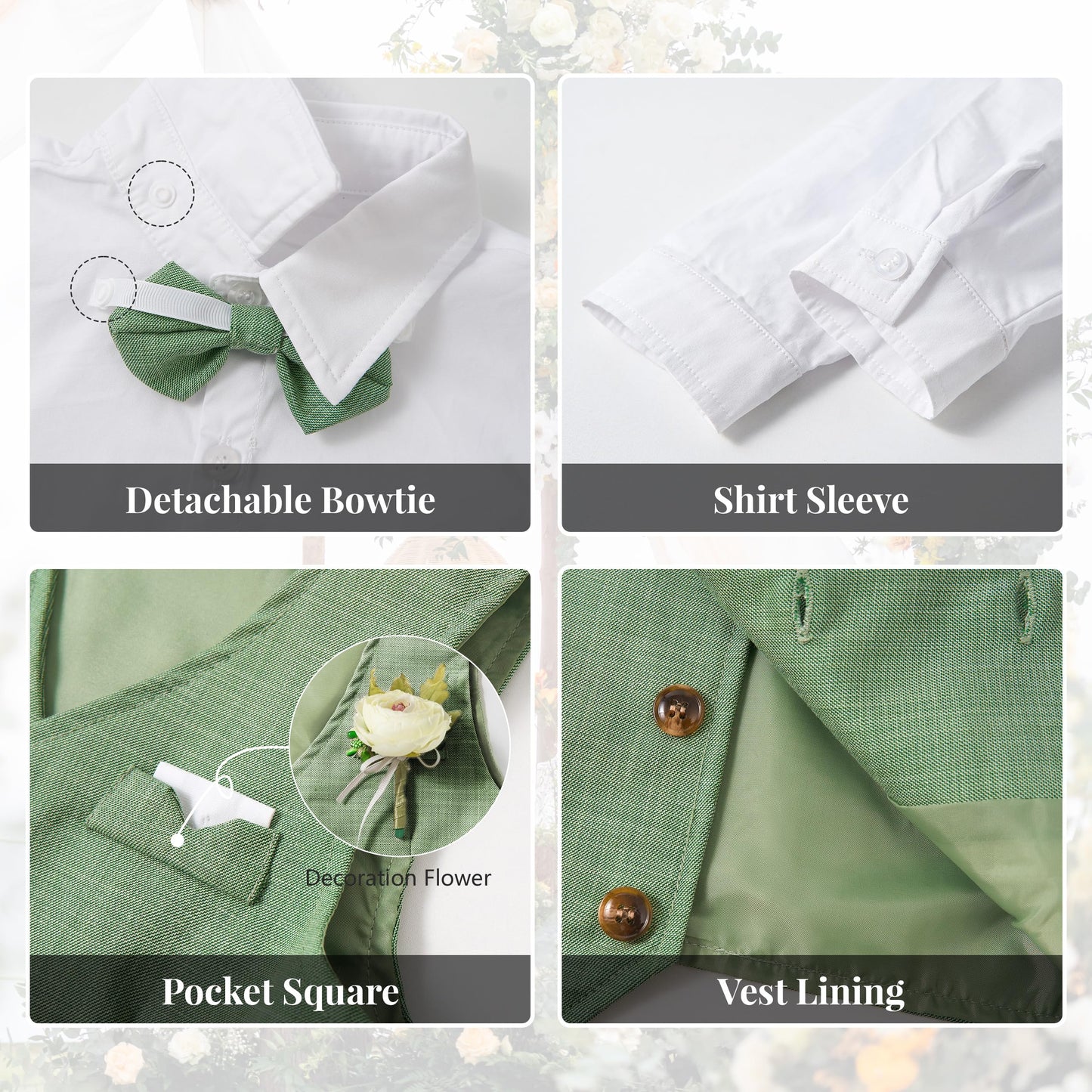 Volunboy Baby Boys Formal Wedding Ring Bearer Outfits Toddler Gentleman Bowtie Vest Guest Suits Dress Shirt Pants Set
