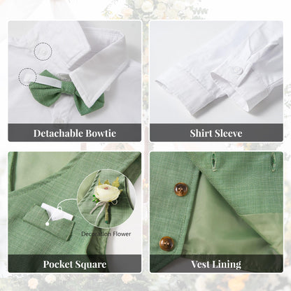 Volunboy Baby Boys Formal Wedding Ring Bearer Outfits Toddler Gentleman Bowtie Vest Guest Suits Dress Shirt Pants Set