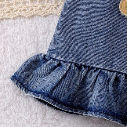 Baby Girl Clothes Suspender Skirt Newborn Ruffle Romper Cute Bear Jeans Dress Bow Headband Summer Outfits 0-18 Months