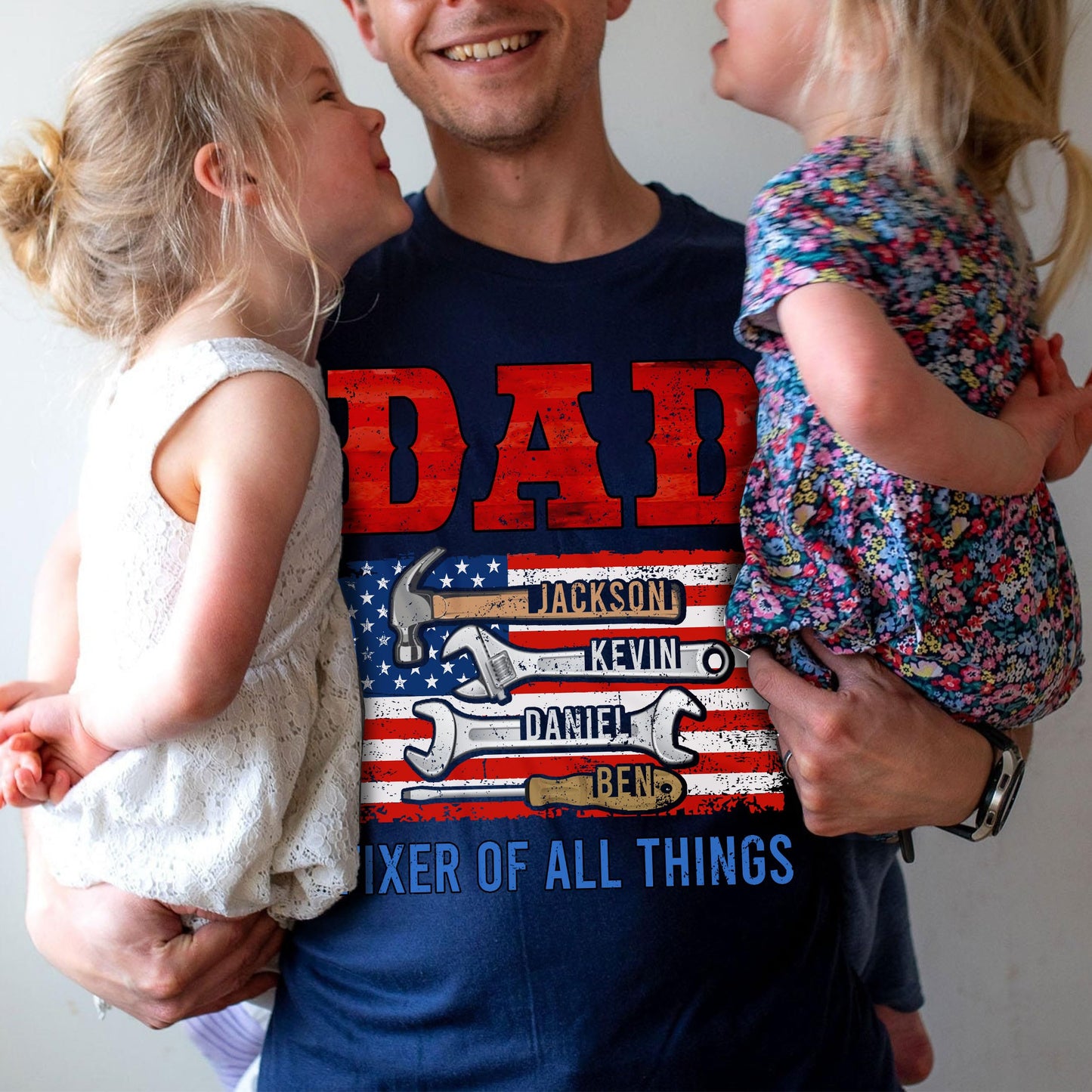 Personalized Fathers Day Shirts for Dad, Grandpa Shirt with Grandkids Names, Gifts for Dad Hunting Fishing