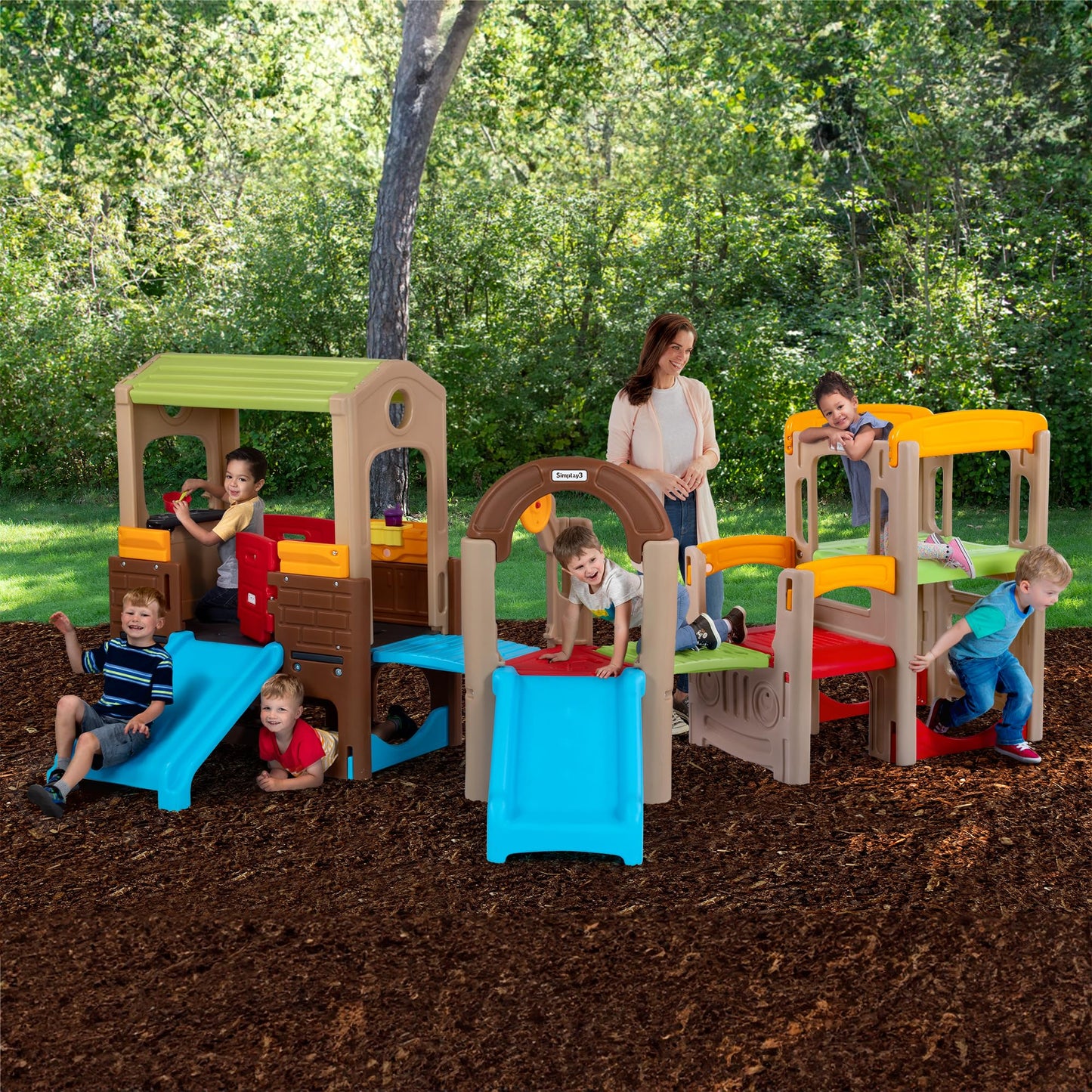 Simplay3 Young Explorers Modular Play System – Kids Activity Outdoor Playset for Children Age 18 mos - 6yrs – Toddler Playground Slide, Climb and Playhouse