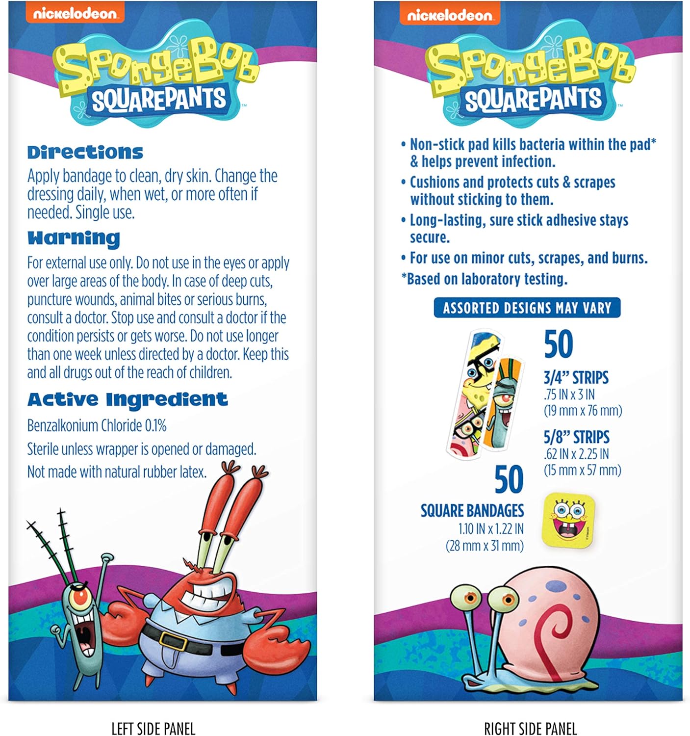 Spongebob Kids Bandages, 100 ct | Wear Like Stickers, Adhesive Bandages for Minor Cuts, Scrapes, Burns. Easter Basket Stuffers for Kids & Toddlers