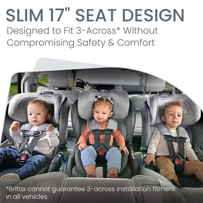 Britax Poplar S Convertible Car Seat, 2-in-1 Car Seat with Slim 17-Inch Design, ClickTight Technology, Arctic Onyx