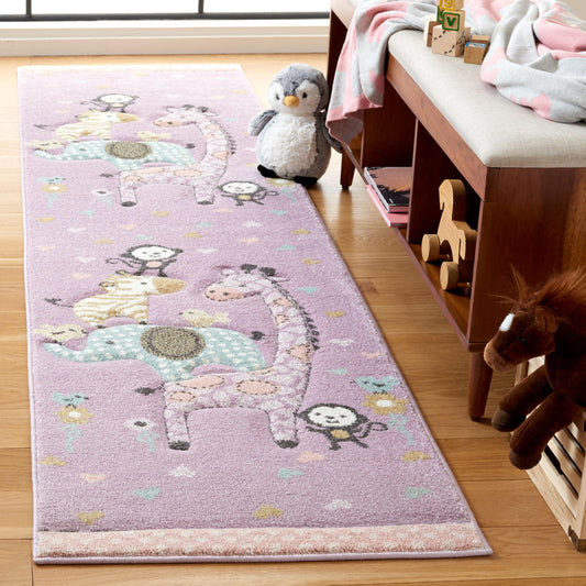 SAFAVIEH Carousel Kids Collection Accent Rug - 4' x 6', Ivory, Animal Design, Non-Shedding & Easy Care, Ideal for High Traffic Areas for Boys & Girls in Playroom, Nursery, Bedroom (CRK120A)
