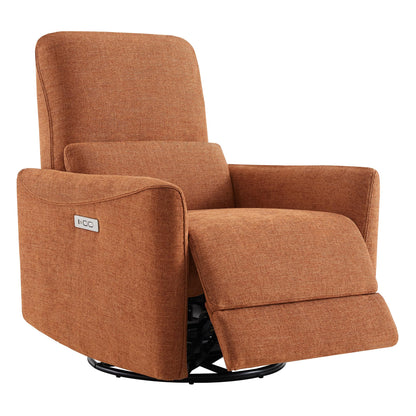 CHITA Power Recliner Chair Swivel Glider, FSC Certified Upholstered Living Room Nursery Reclining Sofa Chair with Lumbar Support, Linen