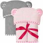 Set of 2 Hooded Baby Towels – White and Grey – Luxurious, Large and Super Absorbent – 30 x 30 Inch – Soft and Suitable for Infants, Toddlers and Kids – 400 GSM