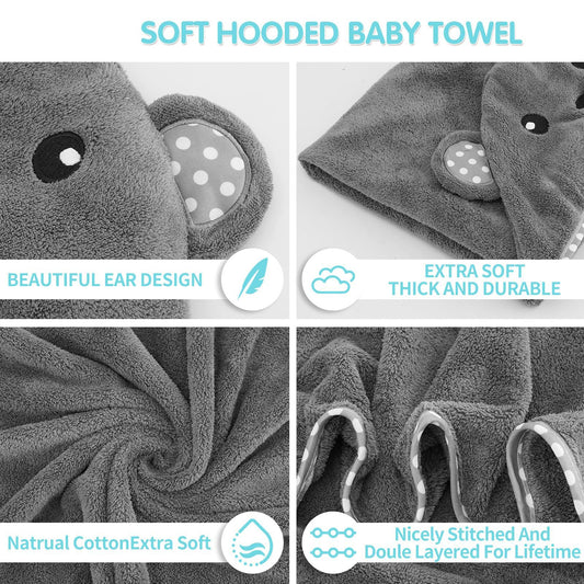 Baby Hooded Towel, 2 Pack Cotton Baby Towel Set, 31 X 31 Inch Super Soft Baby Bath Towel for Infants, Toddlers and Newborn (Panda)