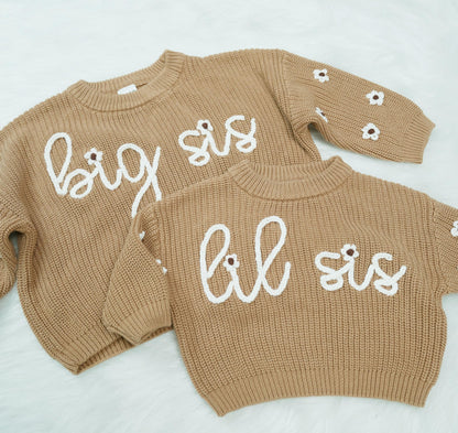 Big Sis Lil Sis Sweater - Big Sister Little Sister Matching Outfits Baby Girl Knit Sweater Fall Clothes