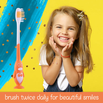 Kids' Soft Toddler Toothbrush, Gentle Bristles for Home, School, Camp, Sleepovers - Folding Handles for Tiny Hands (3 Pack)