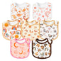 7Pcs Cotton Waterproof Baby Bibs Hook Loop Closure Newborn Bib Keepsake Baby Gift for Drooling Feeding Eating
