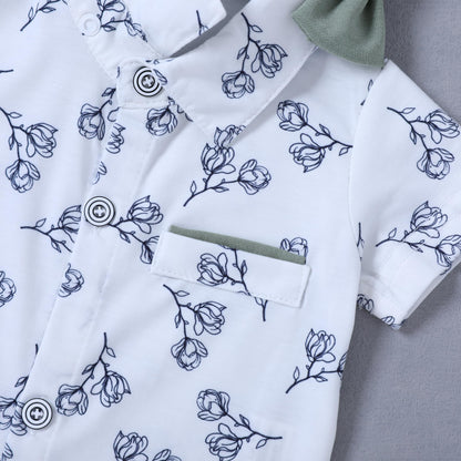 ZOEREA Baby Boy Clothes Suit Infant Short Sleeve Gentleman Outfits Dress Shirt+Bowtie+Suspender Shorts 0-18M
