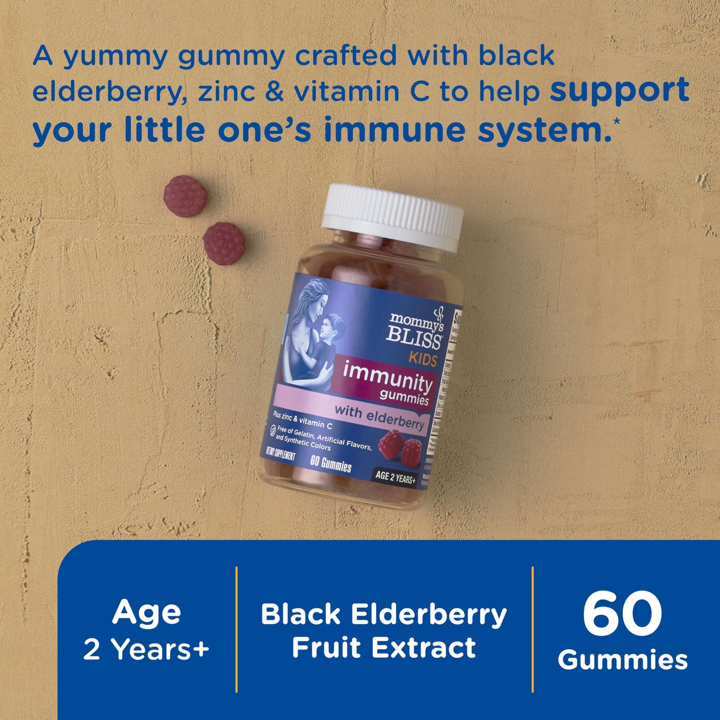 Mommy's Bliss Organic Elderberry Syrup & Immunity Boost With Vitamins, Prebiotics & Echinacea for Kids & Adults 1 yr+, 3 Fl Oz
