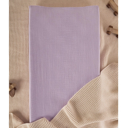 TILLYOU Muslin Changing Pad Cover for Girls Boys, Soft and Breathable Baby Diaper Changing Pad Cover, 2 Pack Light Purple&Light Pink