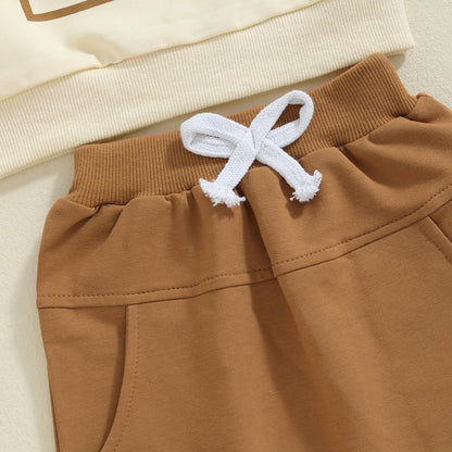 Toddler Baby Boy Fall Clothes Letter Print Long Sleeve Sweatshirt Elastic Pants Cute Kids Winter Outfits