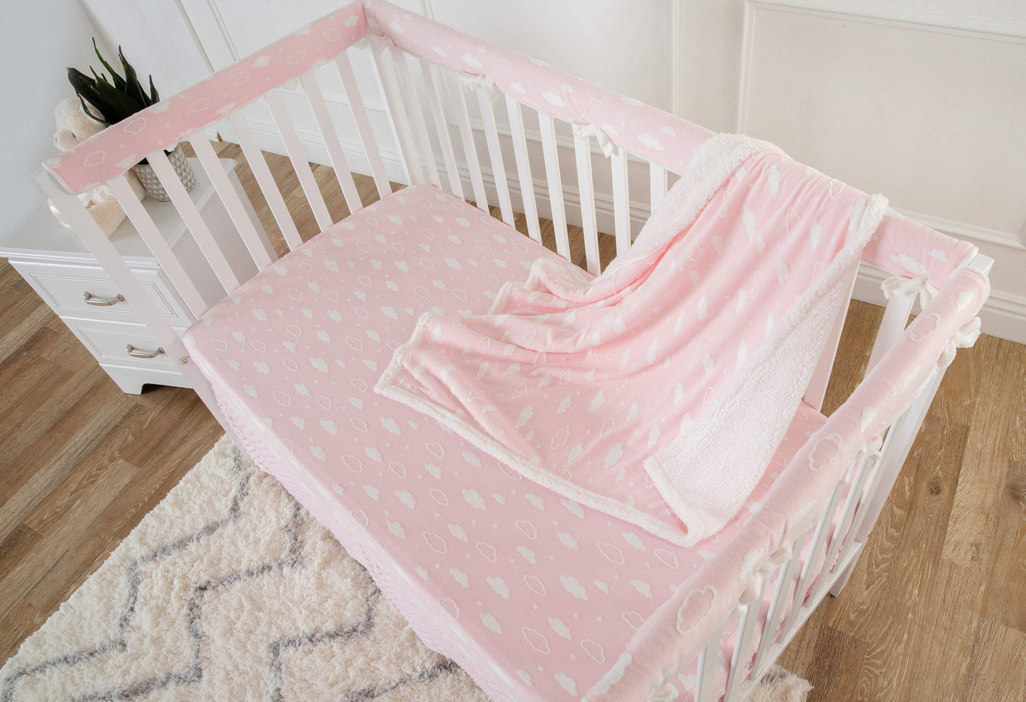 American Baby Company Heavenly Soft Chenille Sherpa Receiving Blanket, 3D Pink, 30" x 35", Warm and Cozy for Boys and Girls, Ideal for Baby Carrier, Stroller, and Travel