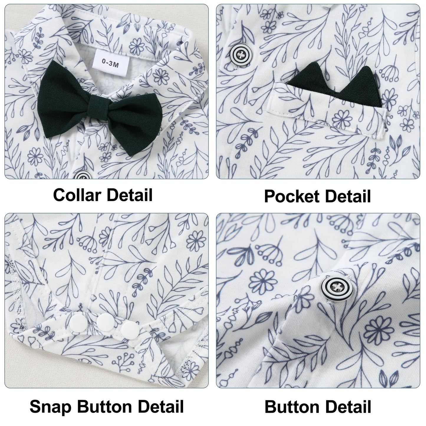 YUEMION Baby Boy Clothes Wedding Outfit Suits, 0-18 Months Infant Boy Gentleman Set, Dress Shirt+Vest+Suspender Pants+Bowtie