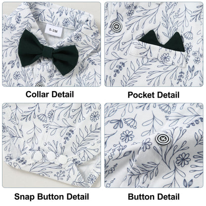 YUEMION Baby Boy Clothes Wedding Outfit Suits, 0-18 Months Infant Boy Gentleman Set, Dress Shirt+Vest+Suspender Pants+Bowtie