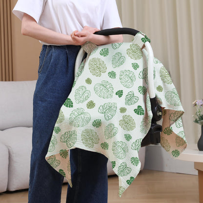 100% Muslin Cotton Car Seat Cover Baby, Carseat Canopy Cover, Universal Fit Stroller Covers for Boys and Girls (Summer Wheat)