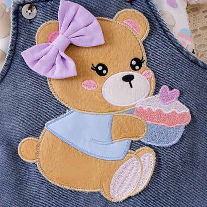 Baby Girl Clothes Suspender Skirt Newborn Ruffle Romper Cute Bear Jeans Dress Bow Headband Summer Outfits 0-18 Months
