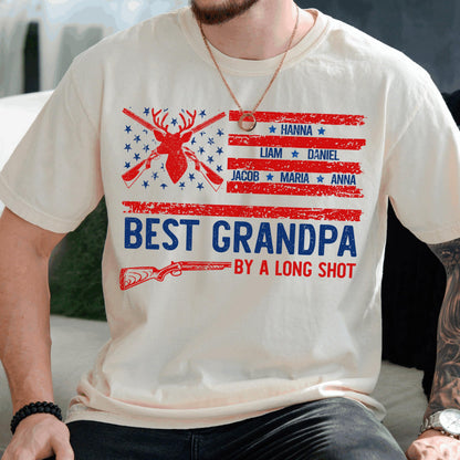 Personalized Fathers Day Shirts for Dad, Grandpa Shirt with Grandkids Names, Gifts for Dad Hunting Fishing