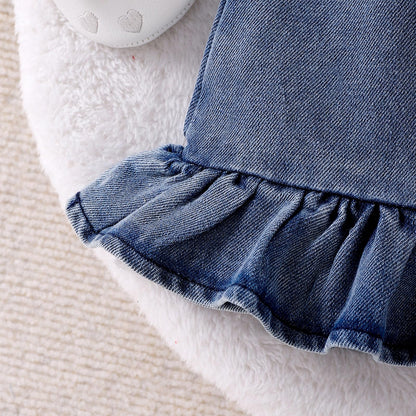 Baby Girl Clothes Suspender Skirt Newborn Ruffle Romper Cute Bear Jeans Dress Bow Headband Summer Outfits 0-18 Months