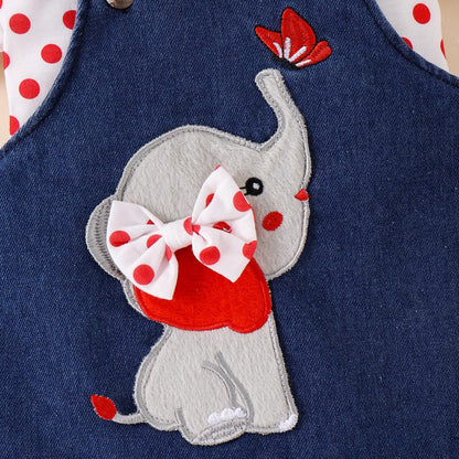 Baby Girl Clothes Suspender Skirt Newborn Ruffled Romper + Elephant Jeans Dress + Headband Summer Outfits 0-18 Months