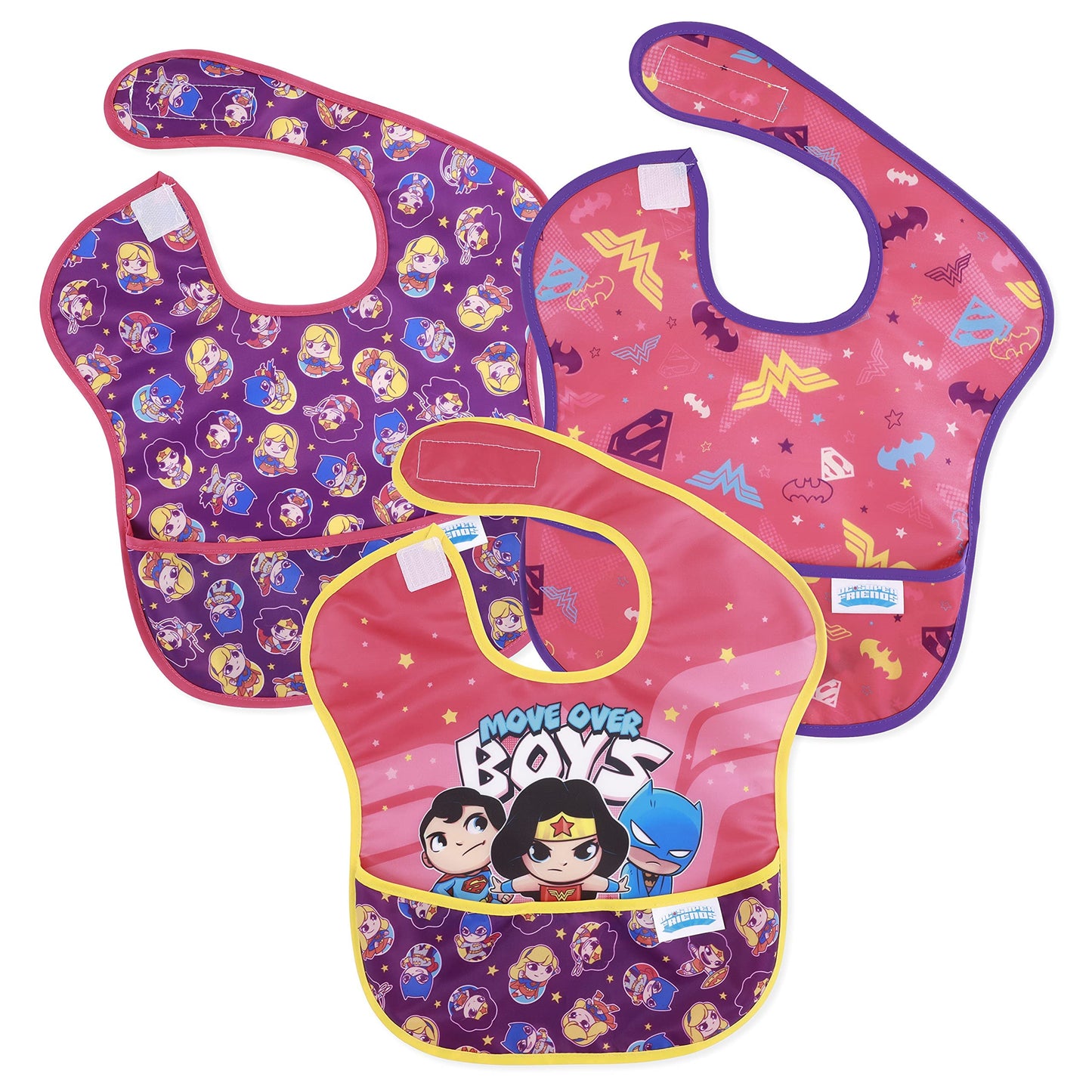 Bumkins Disney Bibs for Girl or Boy, SuperBib Baby and Toddler 6-24 Months, Essential Must Have for Eating, Feeding, Baby Led Weaning, Mess Saving Waterproof Soft Fabric, 3-pk Pooh Bear and Friends