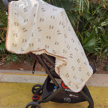 Baby Soft Muslin Thick Blanket Cotton and Dotted Backing Double Layer Receiving Blanket 40"x40" Bunny