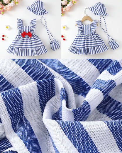 Renotemy Newborn Infant Baby Girl Dresses Summer Outfits Boho Casual Sundress Gifts Toddler Clothes for Girl with Hat and Bag