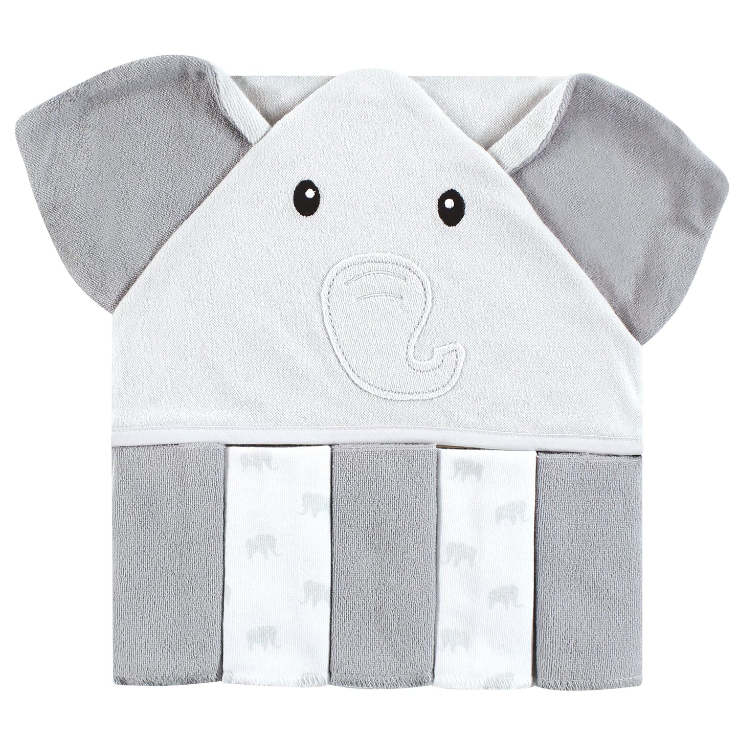 Hudson Baby Unisex Baby Hooded Towel and Five Washcloths, Modern Giraffe, One Size