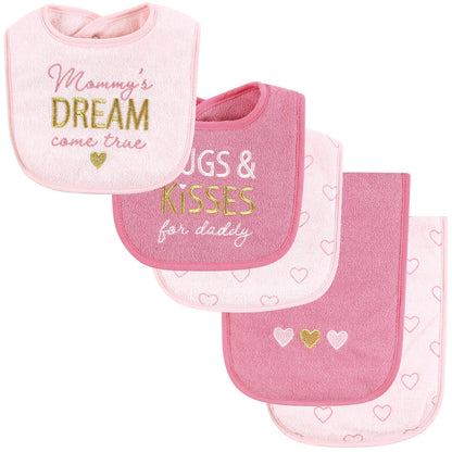 Hudson Baby Unisex Baby Cotton Terry Bib and Burp Cloth Set, Dinner Date, One Size