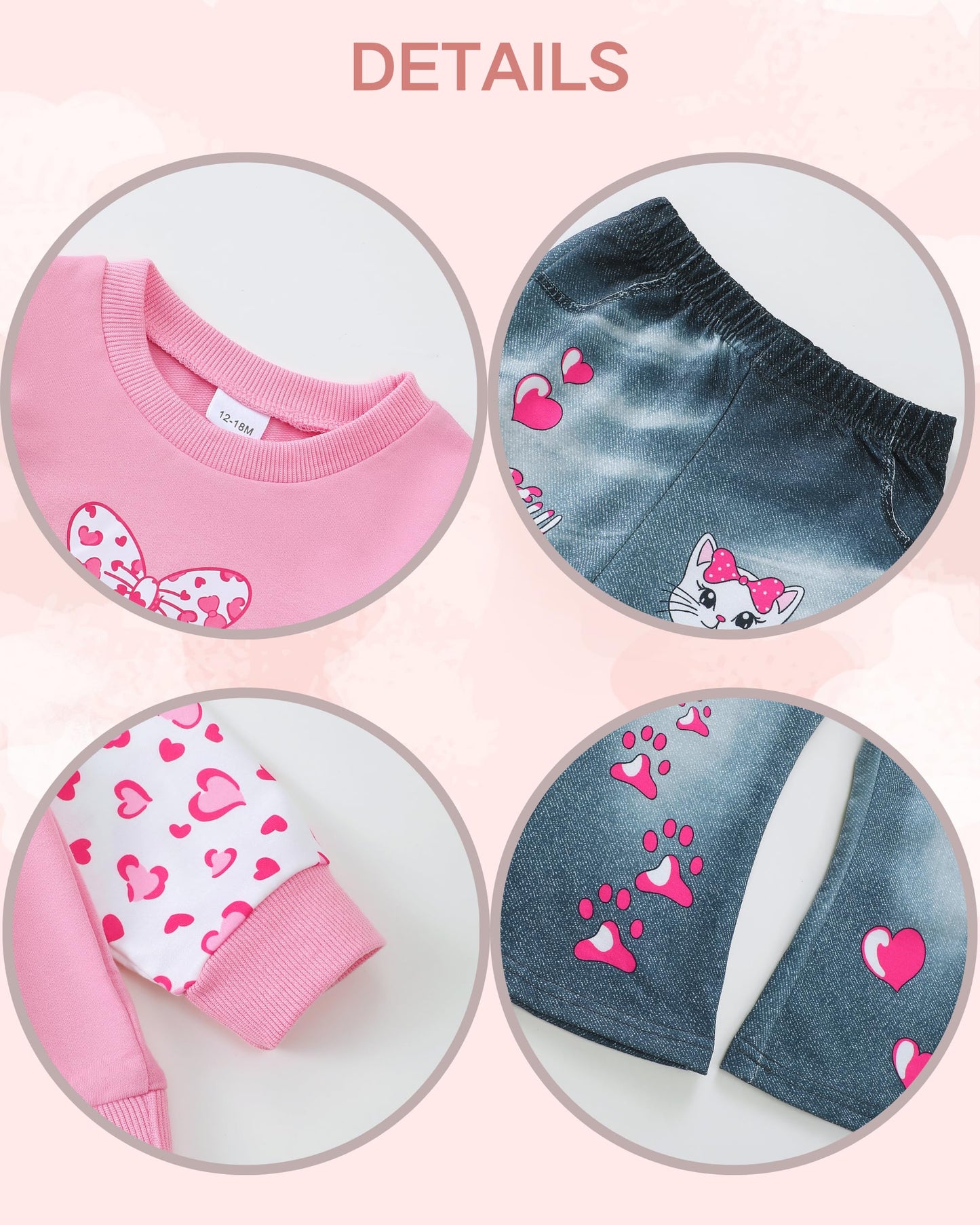 Renotemy Toddler Baby Girl Clothes Fall Winter Outfits Gifts Sweatshirt Bell Bottom Jeans Pants for 12Months-5 Year Girls