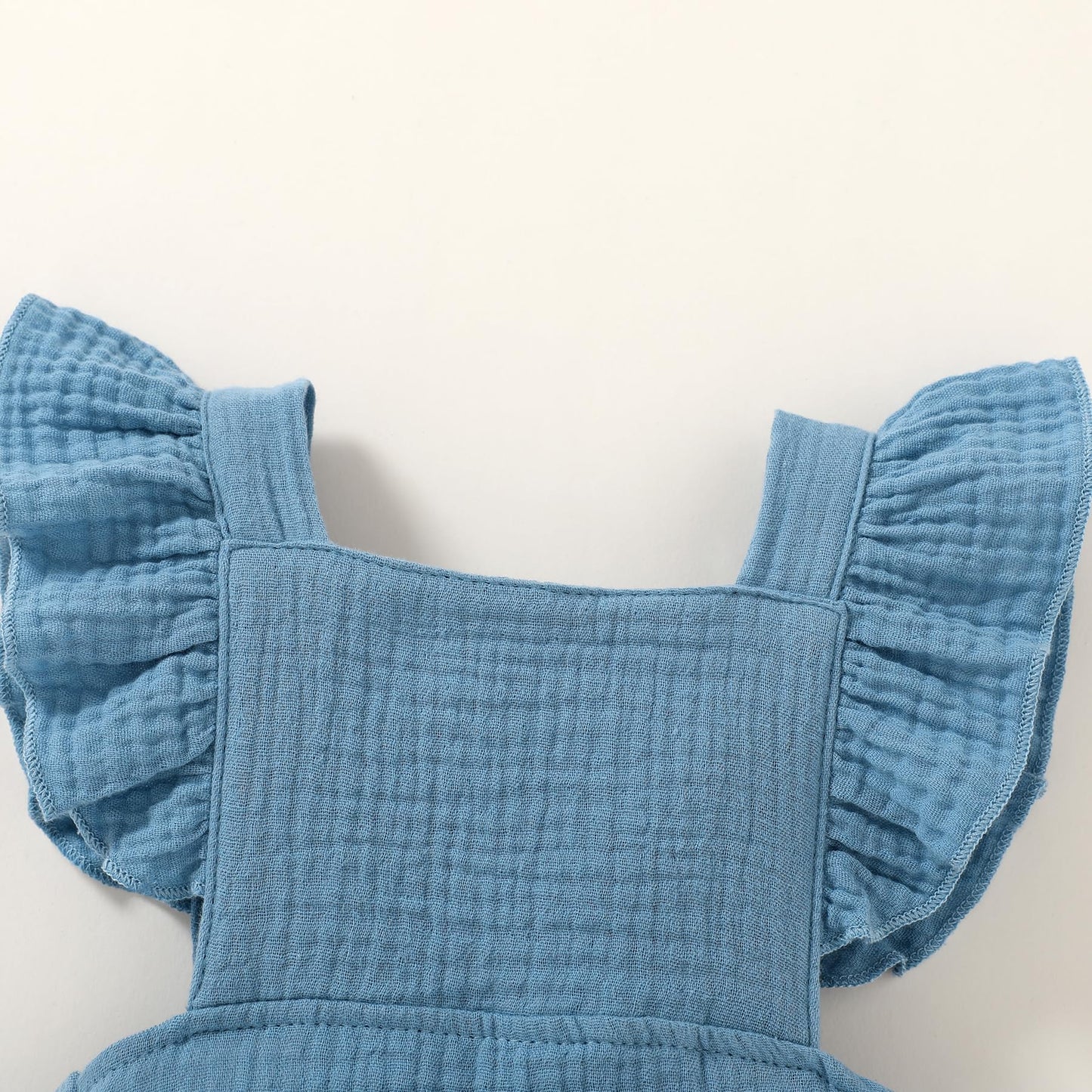 Happy Town Baby Girl Clothes Toddler Summer Linen Romper Sleeveless Ruffle Outfits Infant Girls Jumpsuit with Headband