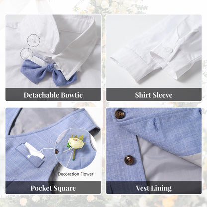 Volunboy Baby Boys Formal Wedding Ring Bearer Outfits Toddler Gentleman Bowtie Vest Guest Suits Dress Shirt Pants Set