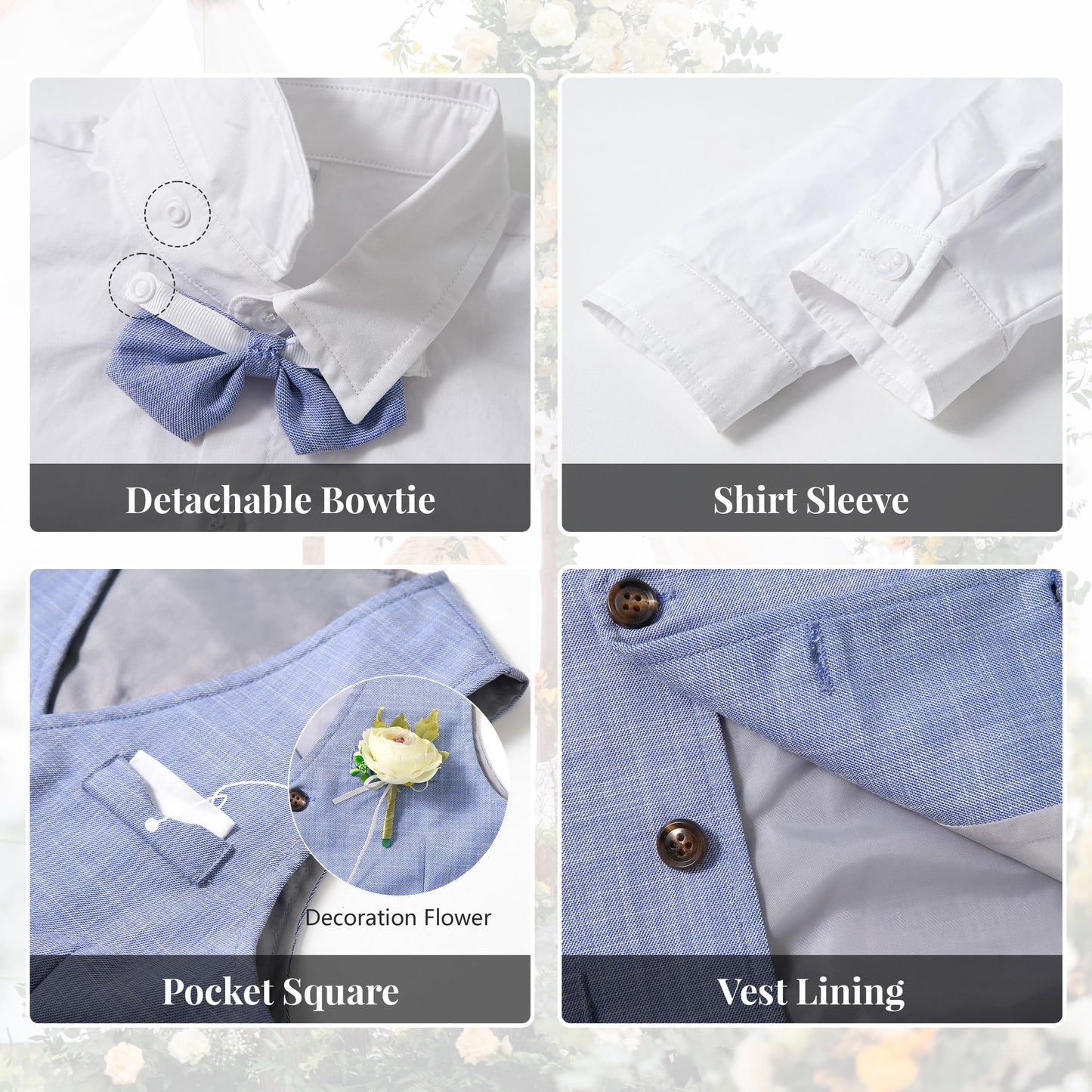 Volunboy Baby Boys Formal Wedding Ring Bearer Outfits Toddler Gentleman Bowtie Vest Guest Suits Dress Shirt Pants Set