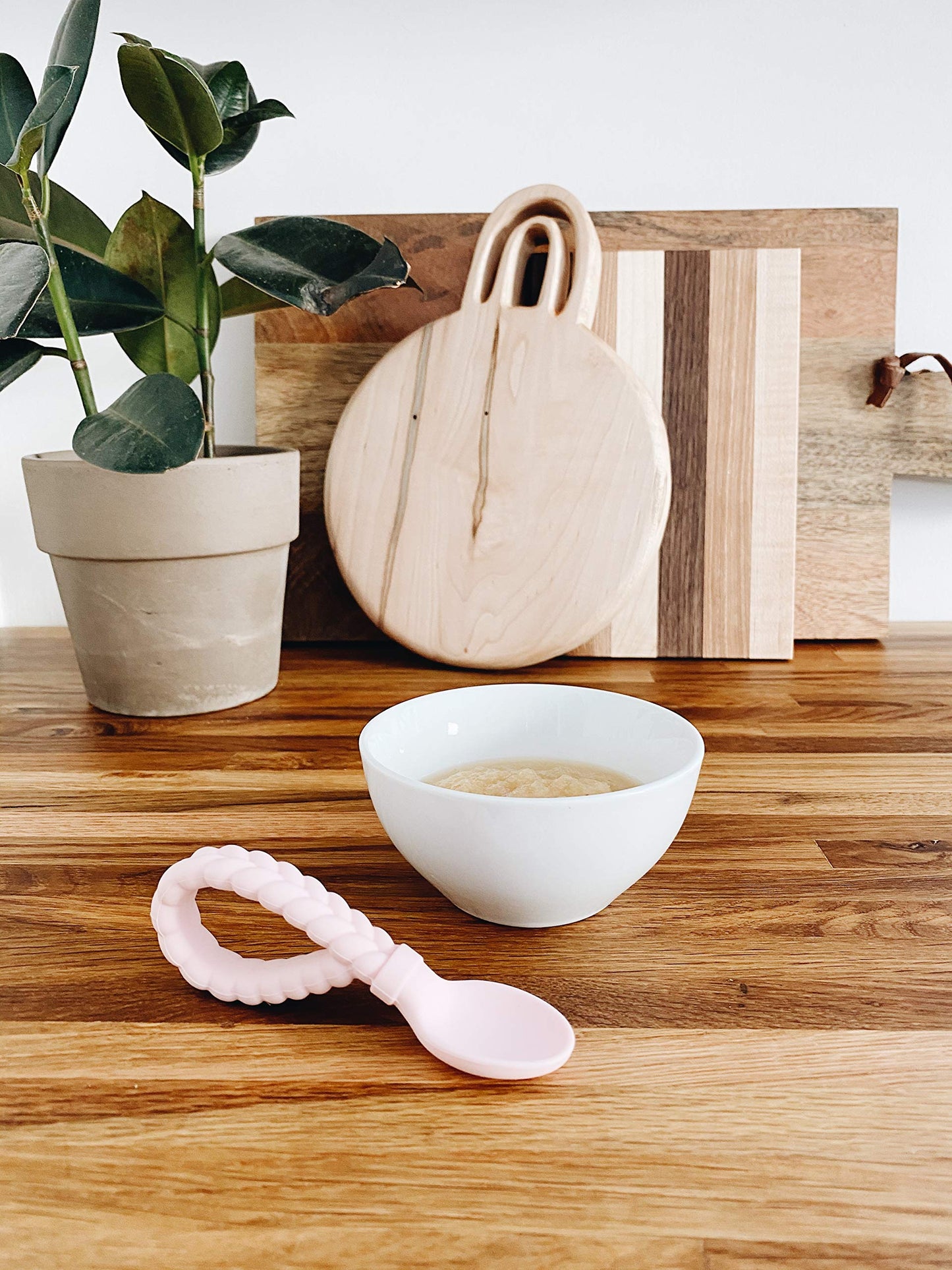 Itzy Ritzy Silicone Spoon & Fork Set; Baby Utensils Featuring a Baby Fork and Spoon with Looped, Braided Handles - Made of 100% Food Grade Silicone & BPA-Free - Ages 6 Months and Up (Pink)