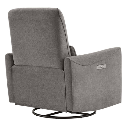CHITA Power Recliner Chair Swivel Glider, FSC Certified Upholstered Living Room Nursery Reclining Sofa Chair with Lumbar Support, Linen
