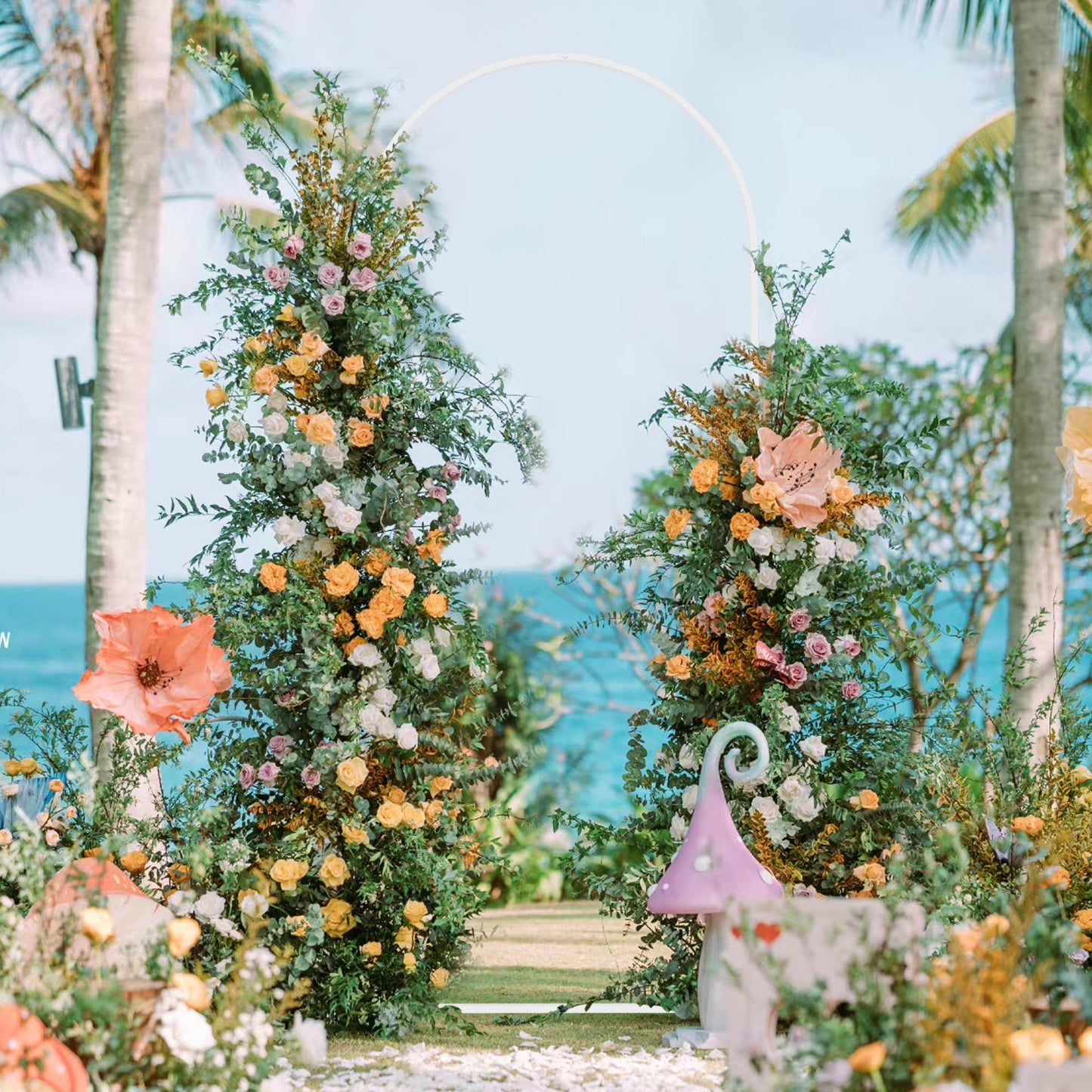 Wokceer 7.2 FT Wedding Arch Backdrop Stand, Gold Metal Arch Backdrop Stand for Wedding Ceremony Birthday Party Bridal Baby Shower Photo Booth Garden Floral Balloon Arches Decoration