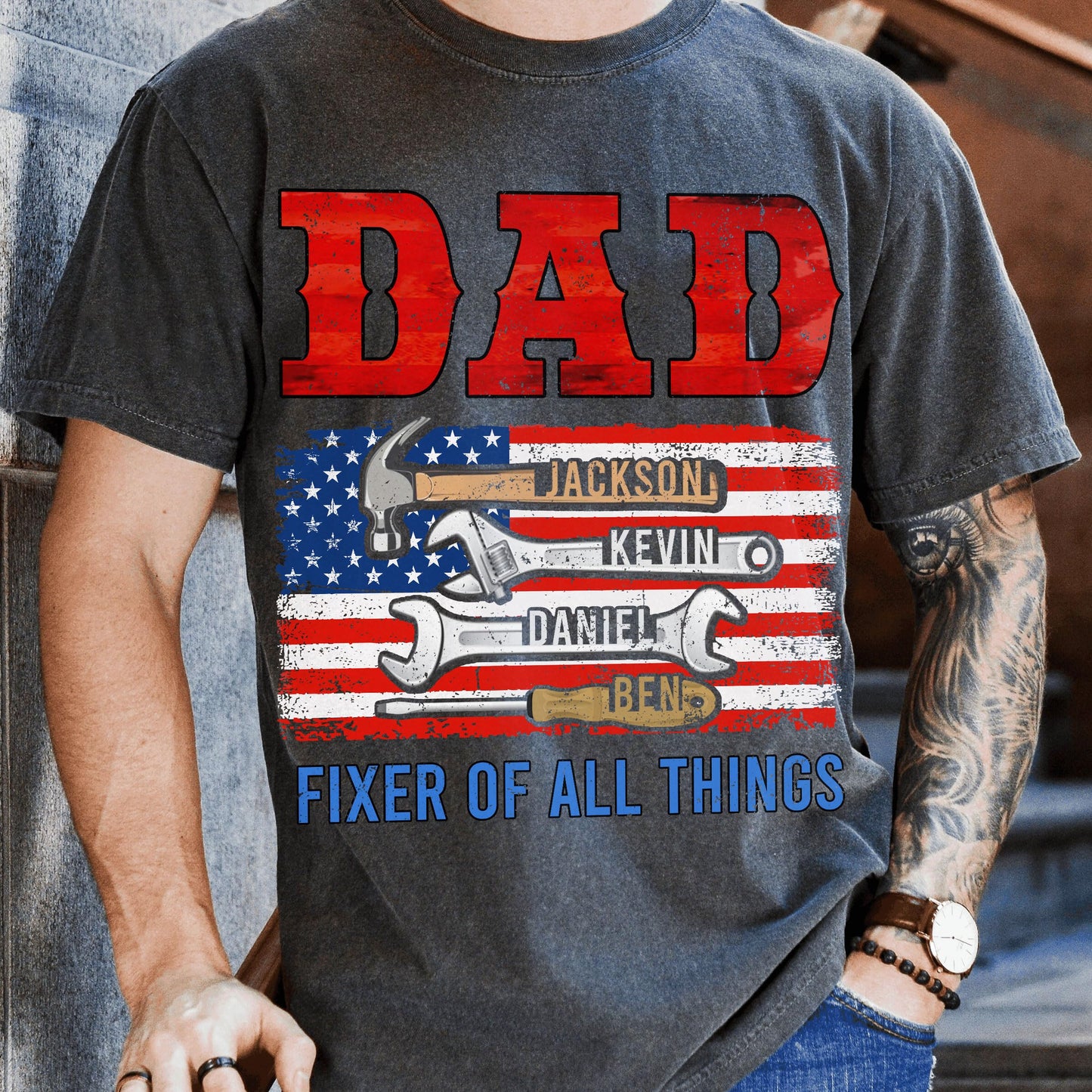 Personalized Fathers Day Shirts for Dad, Grandpa Shirt with Grandkids Names, Gifts for Dad Hunting Fishing
