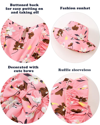 Renotemy Newborn Infant Baby Girl Dresses Summer Outfits Boho Casual Sundress Gifts Toddler Clothes for Girl with Hat and Bag