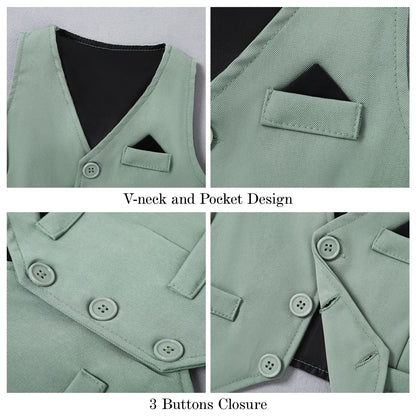 DISAUR Baby Boy Clothes Toddler Boy Outfits 4PCS Gentleman Dress Romper/Vest/Pants/Bow Tie Cotton Suit Sets