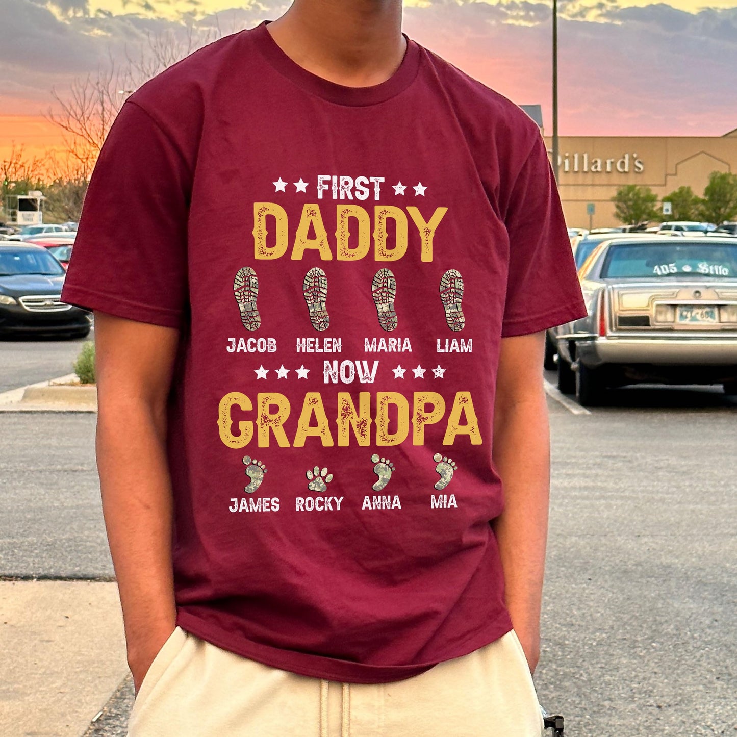 Personalized Fathers Day Shirts for Dad, Grandpa Shirt with Grandkids Names, Gifts for Dad Hunting Fishing