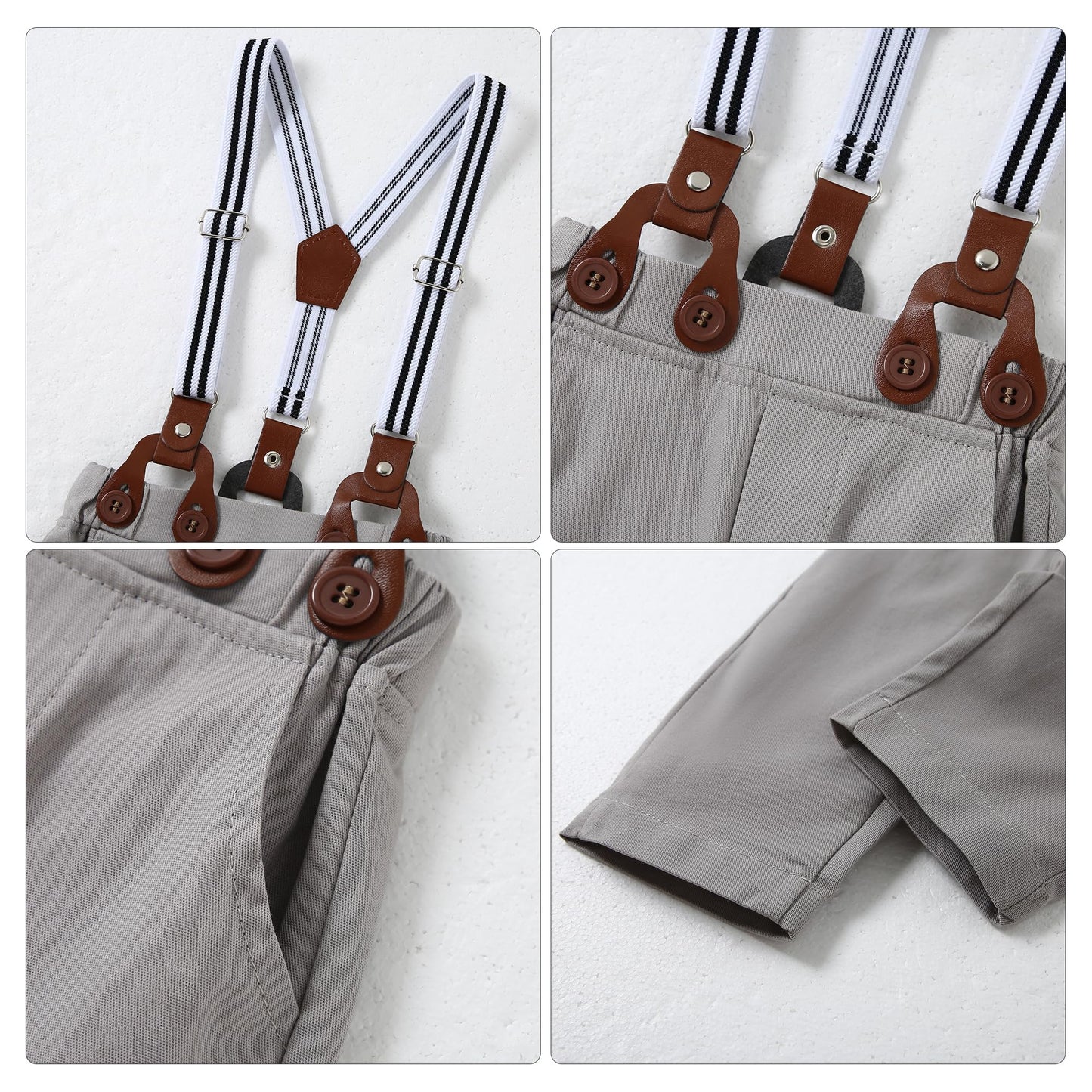 ZOEREA Baby Boy Suit 0-24M Gentleman Outfit Clothes Set Infant Long Sleeve Dress Shirt+Suspender Pants+Bowtie+Beret Hat