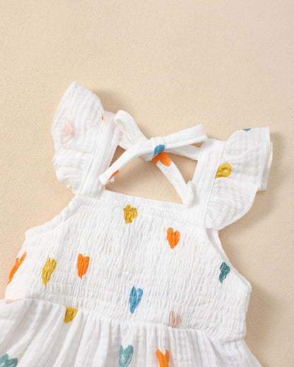 Renotemy Infant Baby Girl Dresses Toddler Girl Clothes Summer Cotton Linen Boho Smocked Sundress Gift for Girls with Hat