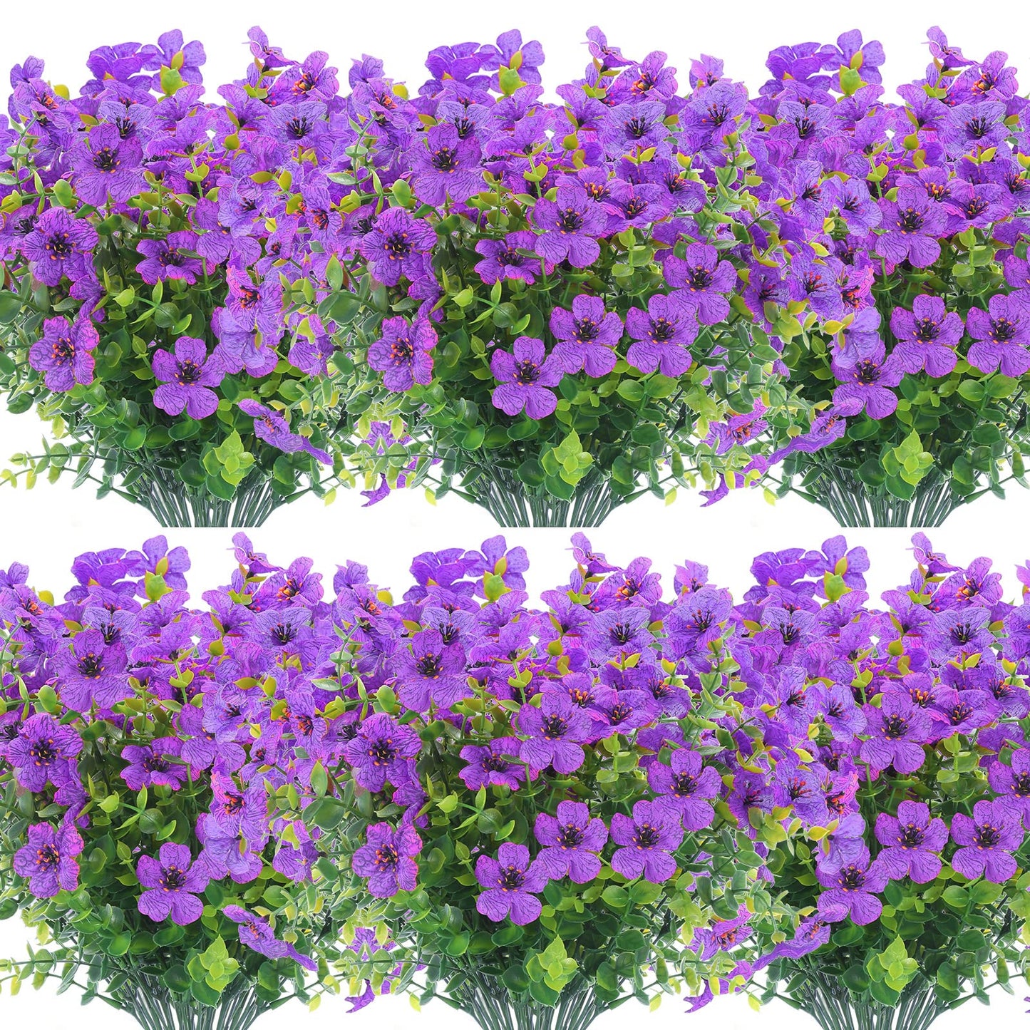 12 Bundles Artificial Flowers Outdoor UV Resistant Fake Plastic Plants Indoor Outside Hanging Plants Garden Porch Window Box Home Wedding Farmhouse Festive Shrub Decor (Pink)