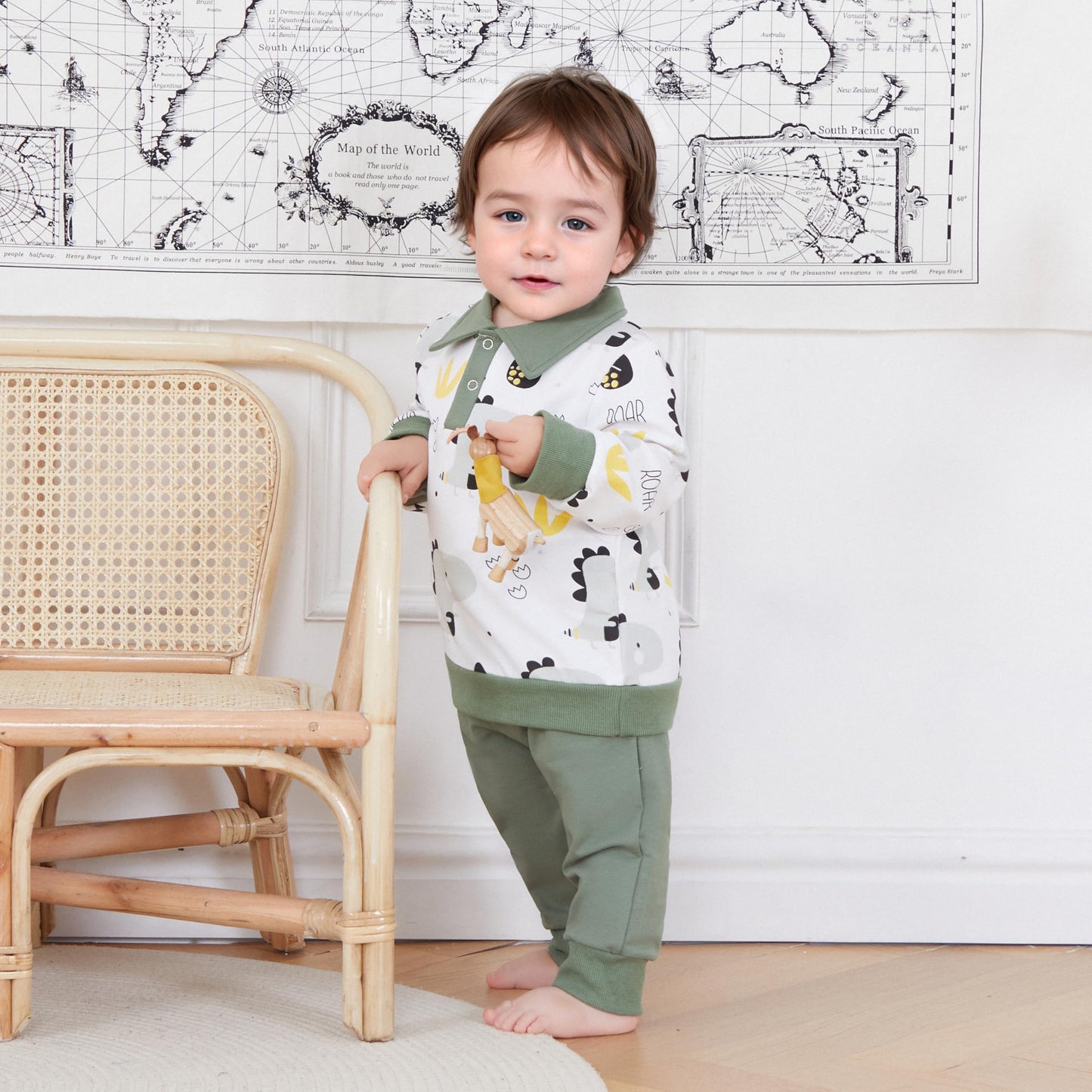 MA&BABY Toddler Boys Clothes Dinosaur Print 6 12 18 24 Months 3T 4T Outfits Long Sleeve Pullover Jogger Pant 2PC Sets