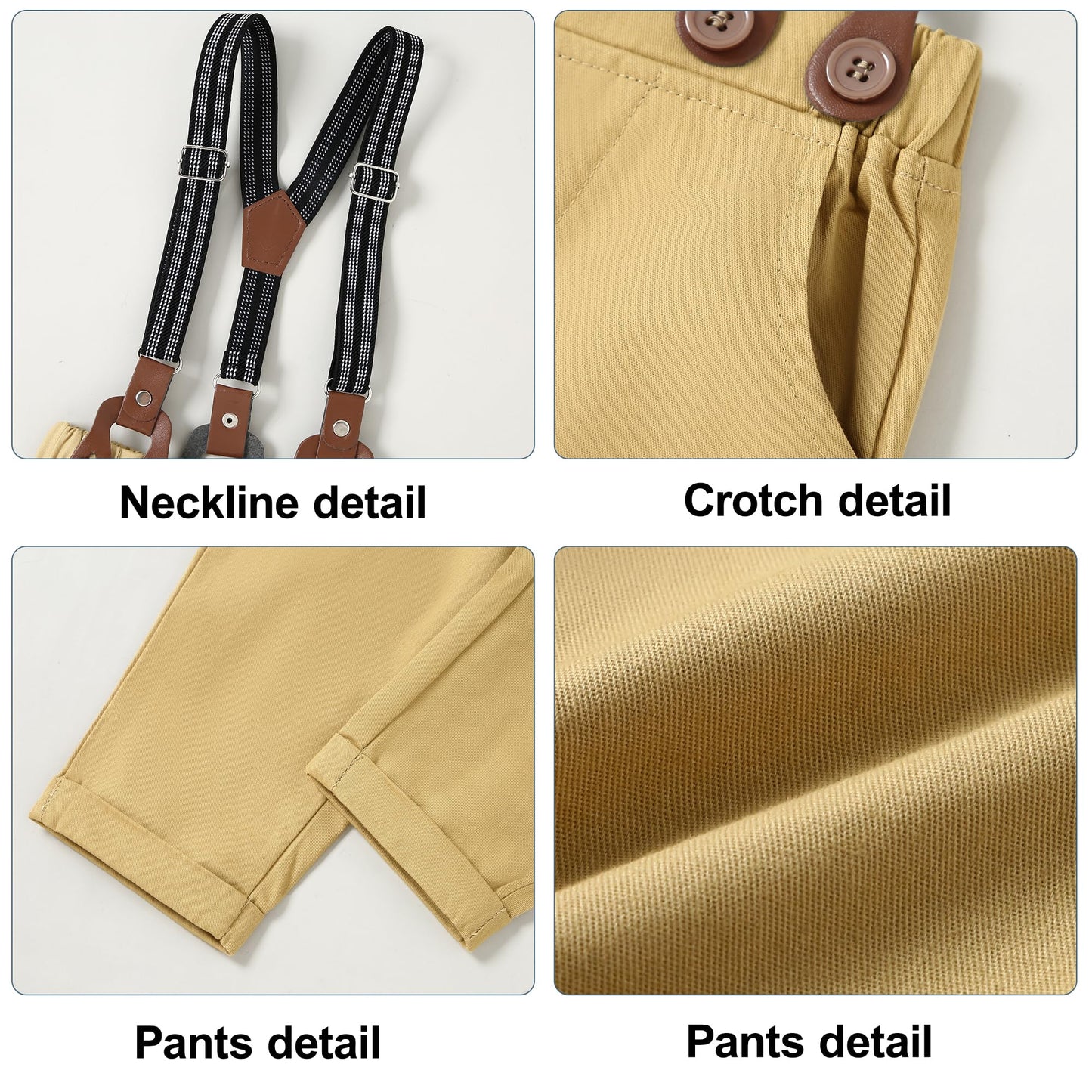 YUEMION Baby Boy Clothes Wedding Outfit Suits, 0-18 Months Infant Boy Gentleman Set, Dress Shirt+Vest+Suspender Pants+Bowtie