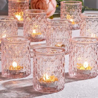 24pcs Pink Votive Candle Holders, Girl Baby Shower Decorations, Tealight Candle Holder for Valentine's Day, Wedding, Brithday Party, Table Centerpiece